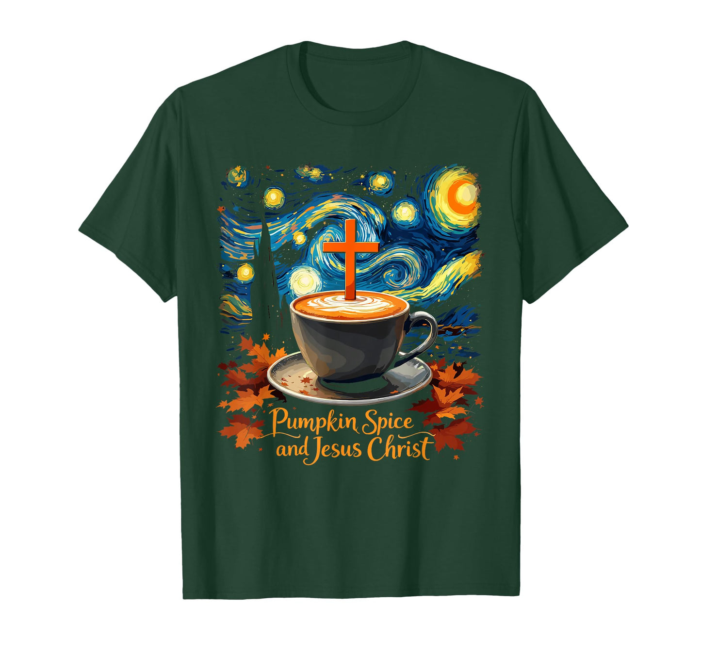 Pumpkin Spice and Jesus Christ Autumn Faith Art T-Shirt