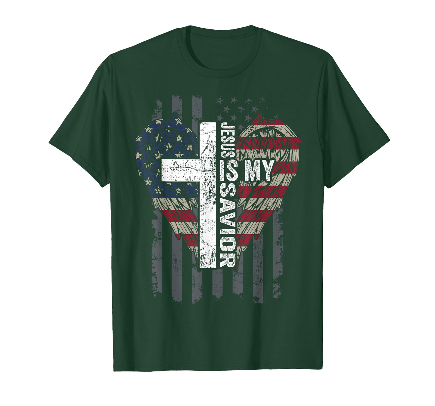 Jesus Is My Savior - Patriotic Christian Faith Cross Flag T-Shirt