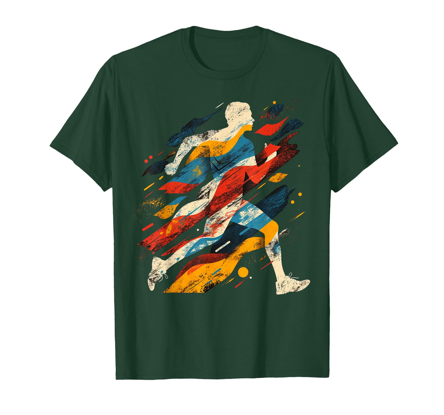 Artsy Cross country runner on Abstract Art Running T-Shirt