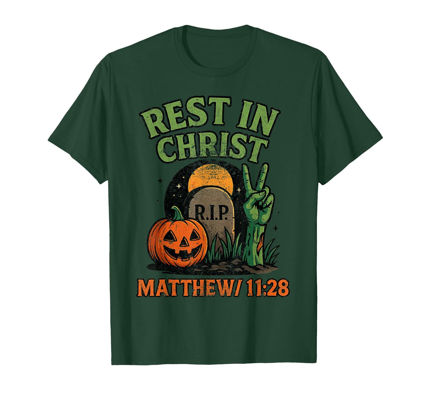 Rest in Christ Matthew 11:28 Christian Vintage Halloween T-Shirt