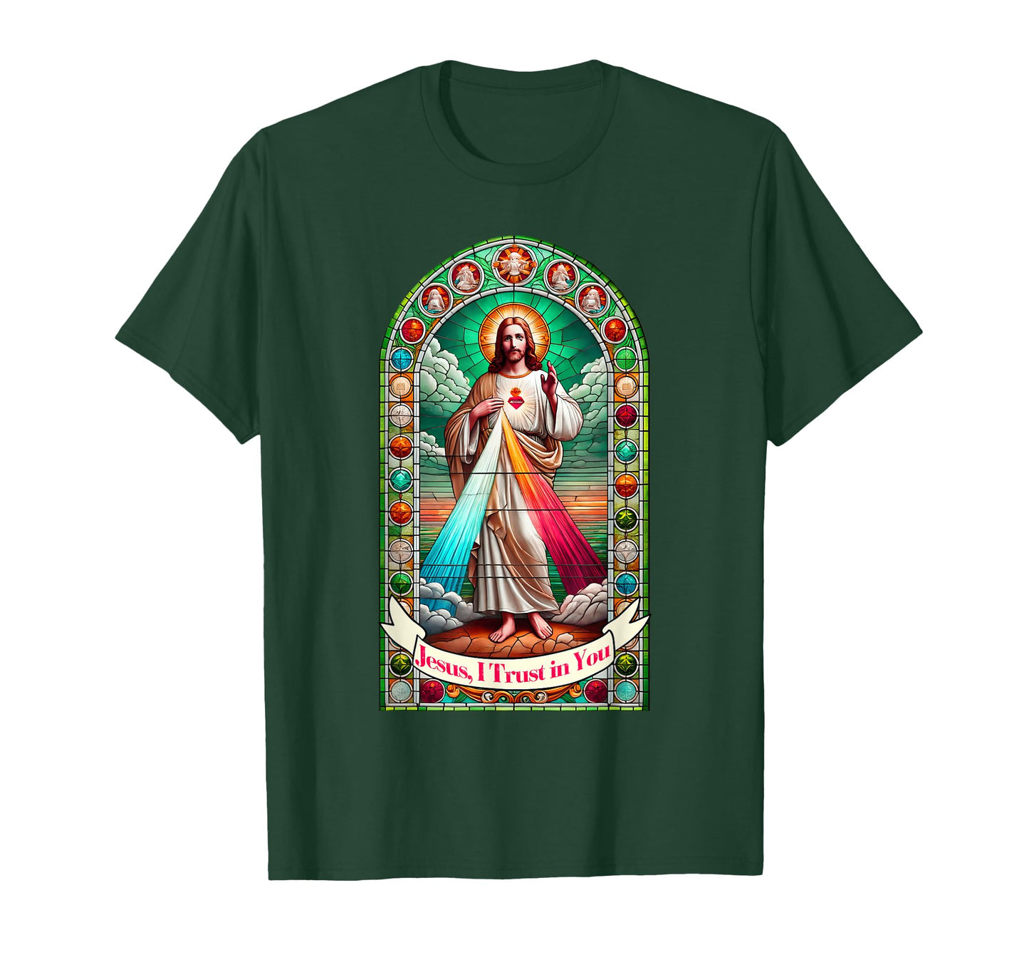 Jesus I Trust In You Faith Divine Mercy Graphic Catholic T-Shirt