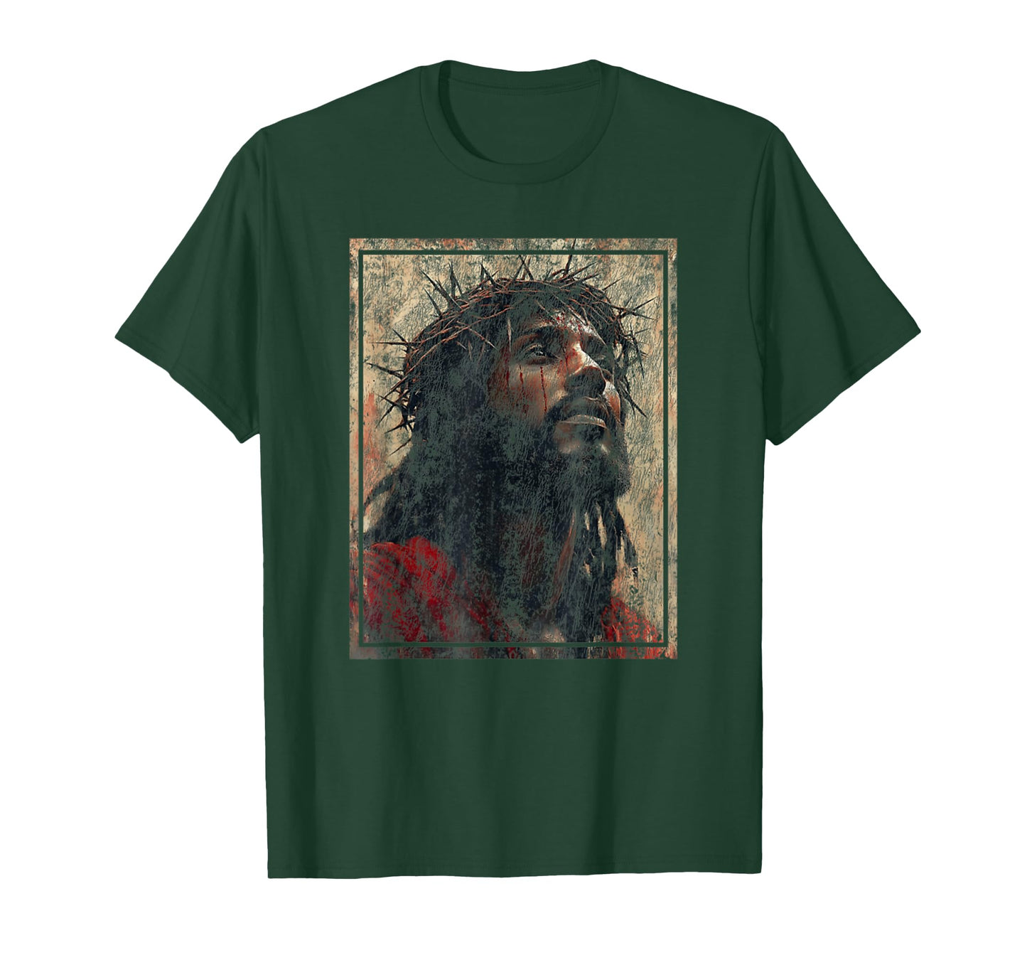 Vintage Black Jesus Face Of Jesus Cross With Crown Of Thorns T-Shirt