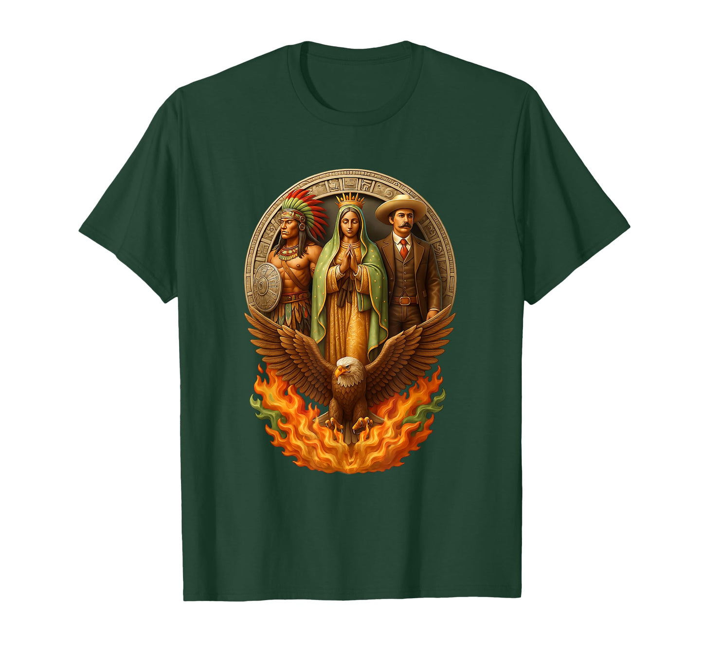 La Reina Virgen De Guadalupe Pancho Villa Guerrero Azteca T-Shirt