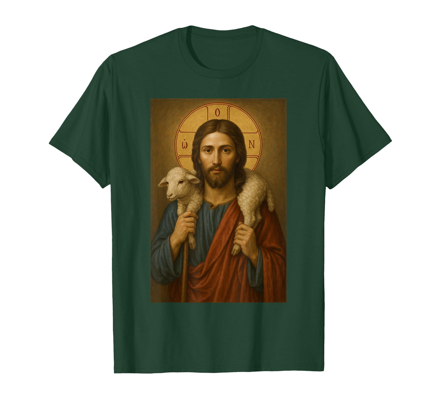 Orthodox Christ The Good Shepherd Icon - Lamb of God T-Shirt