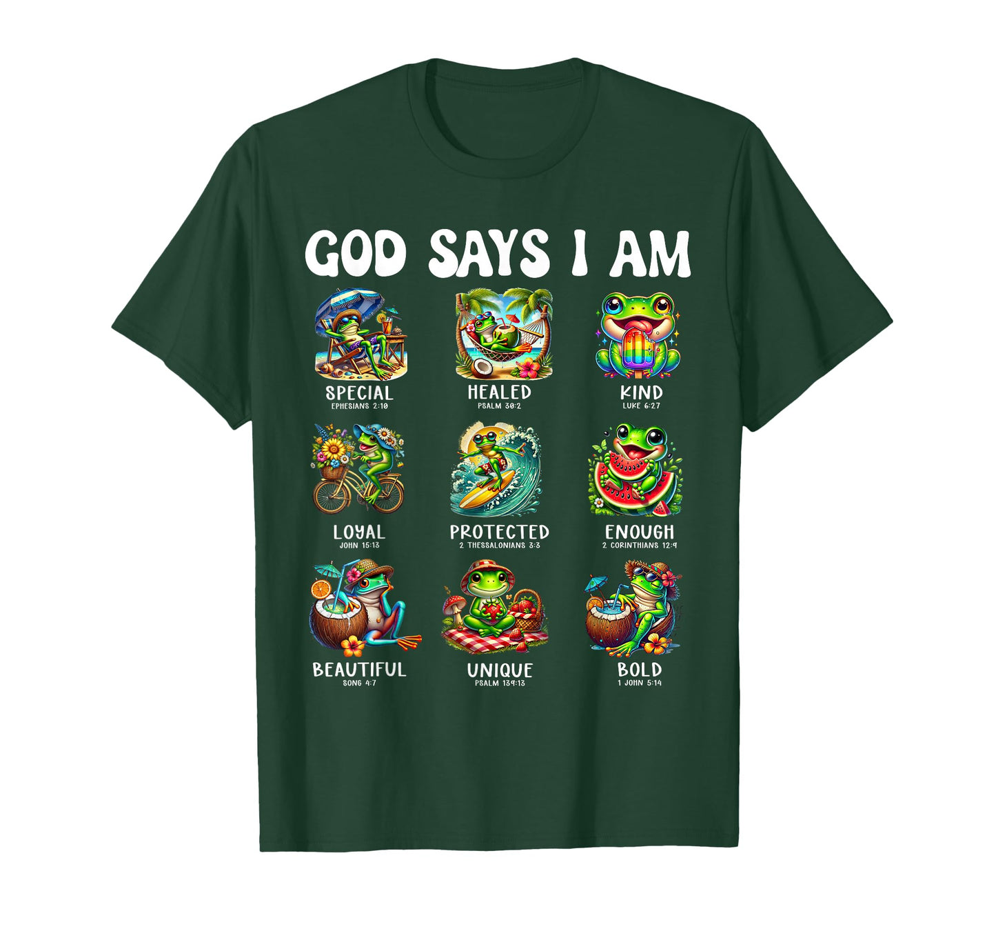 God Says I Am Cute Frog Scripture Bible Design T-Shirt