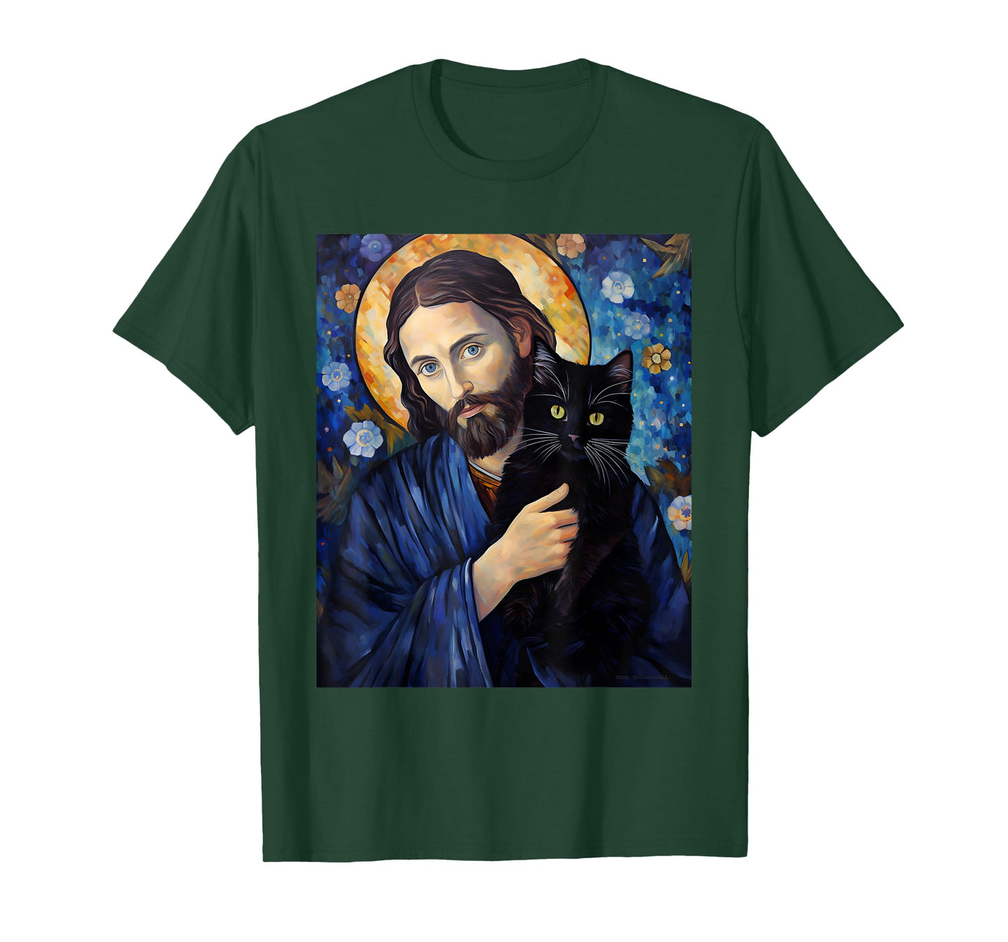 Black Cat Jesus Shirts For Men Womens Funny Christian T-Shirt