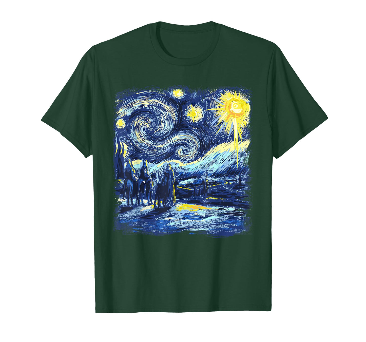 Van Gogh Shirt Starry Night Three Wise Men Funny Christian T-Shirt