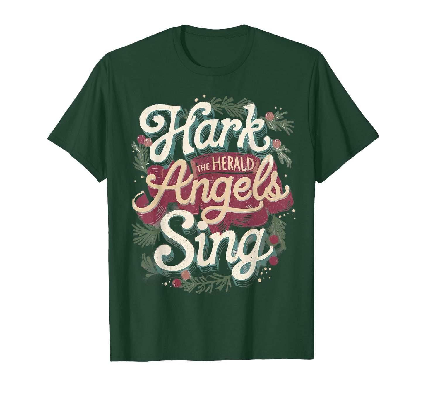 Retro Hark the Heralds Angels Sing Christian Christmas Tee T-Shirt