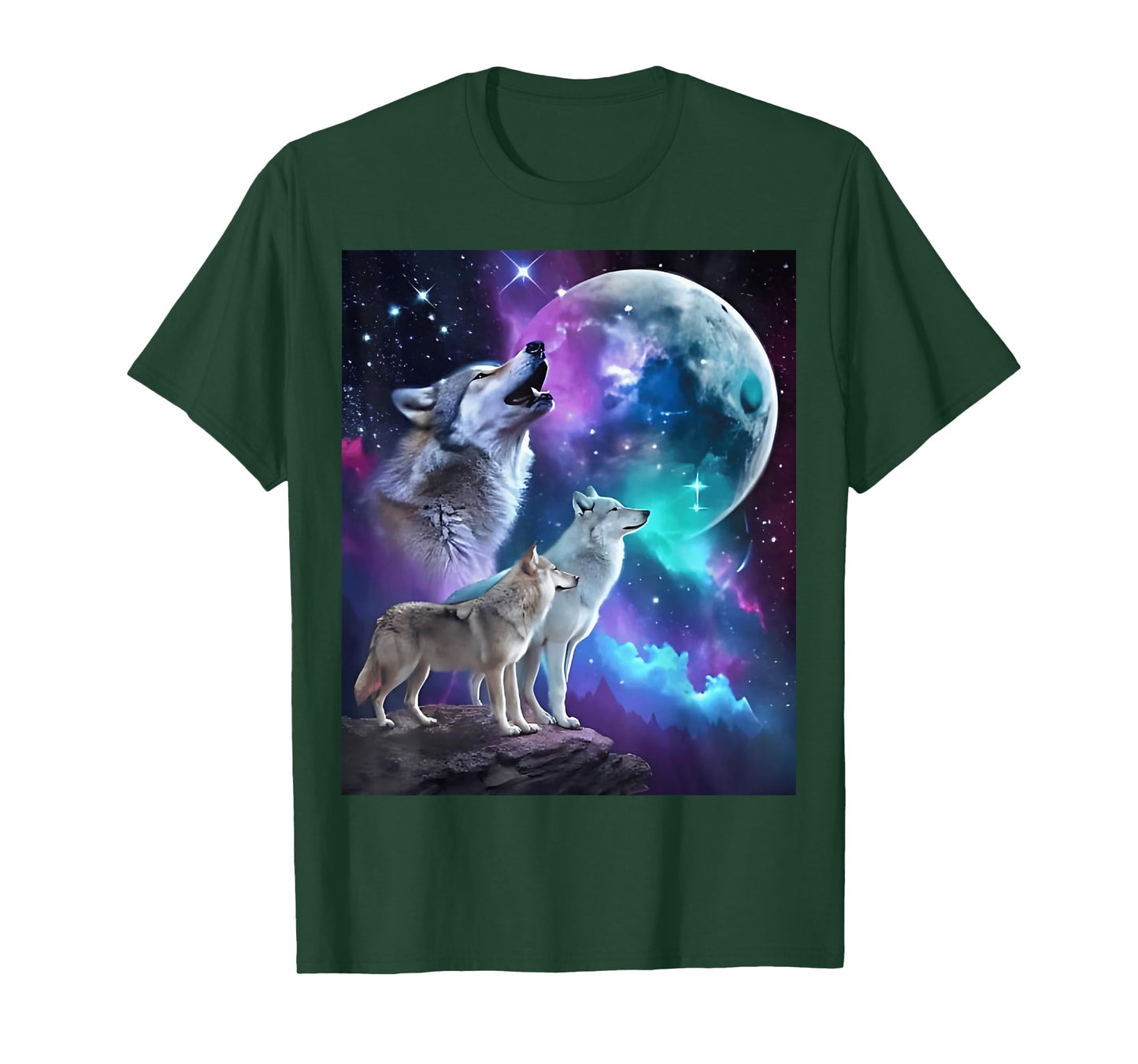 3 Wolf Moon Howling Wolf Head Funny Wolves For Men Women Fun T-Shirt