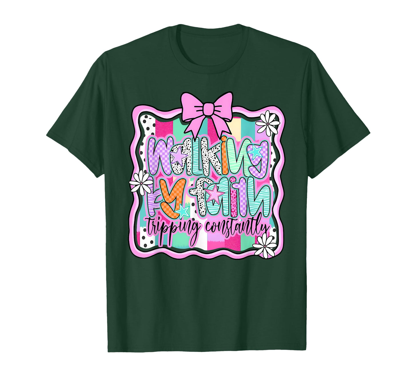 Walking by Faith Tripping Constantly Christian Bible Jesus T-Shirt