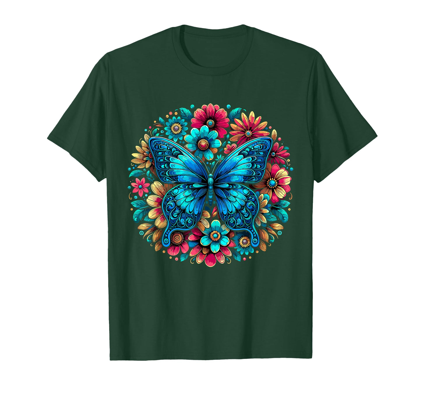 Butterfly With Flowers Aesthetic Butterfly T-Shirt