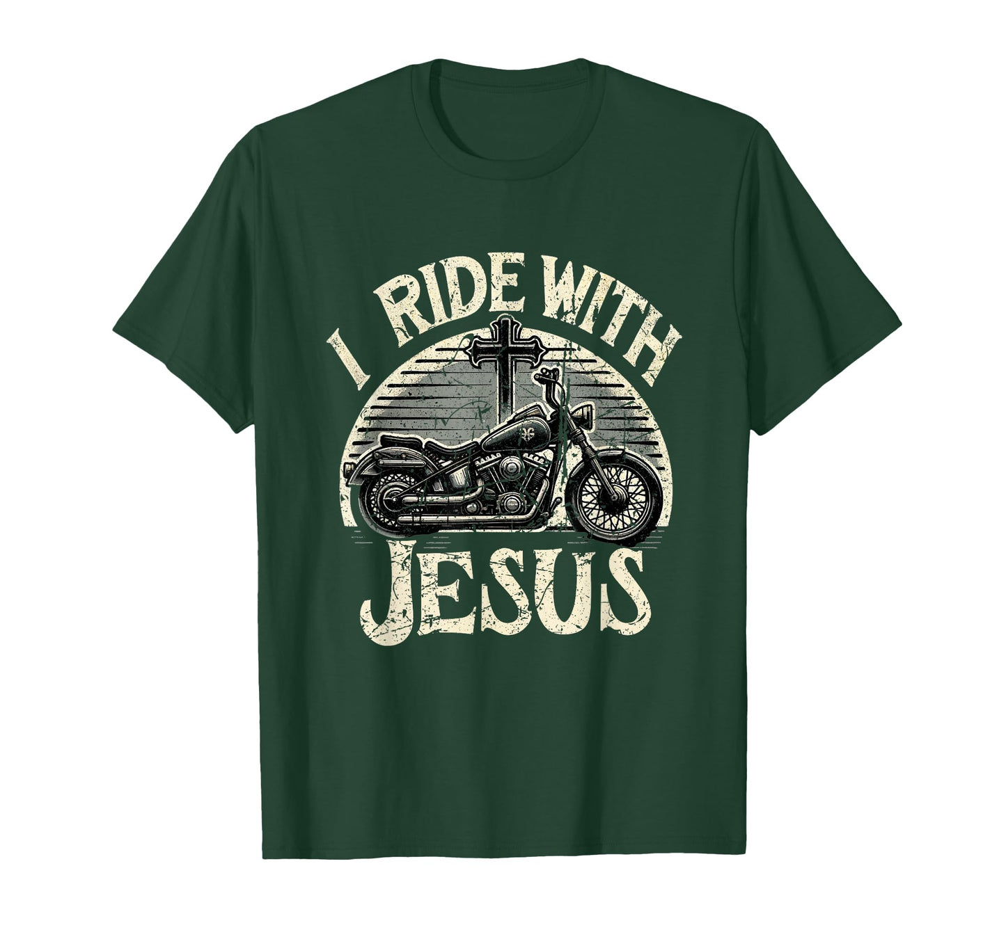 Vintage I Ride With Jesus Motorcycle Christian T-Shirt