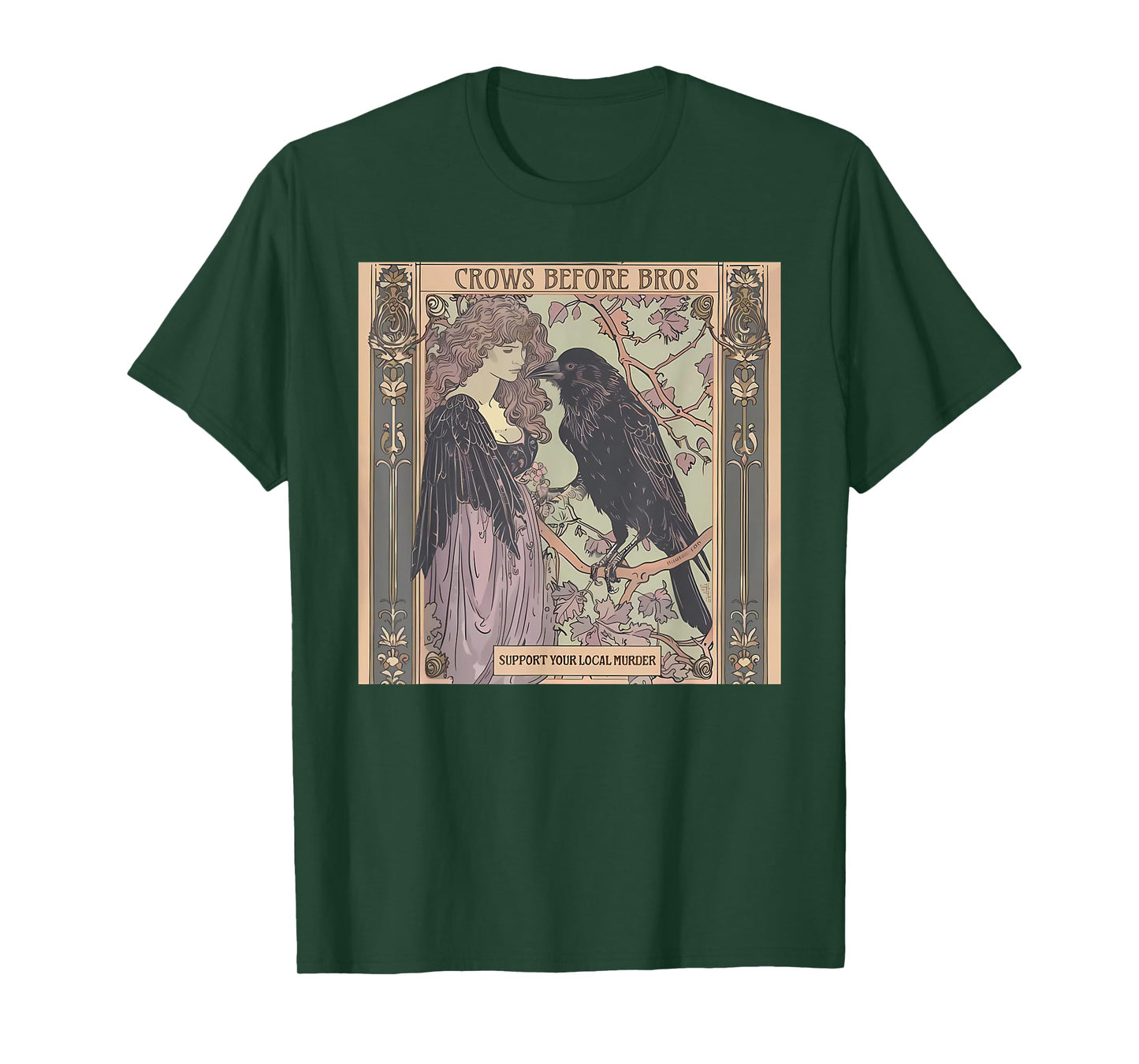 Vintage Girl Crows Before Bros Support Your Local Murder T-Shirt
