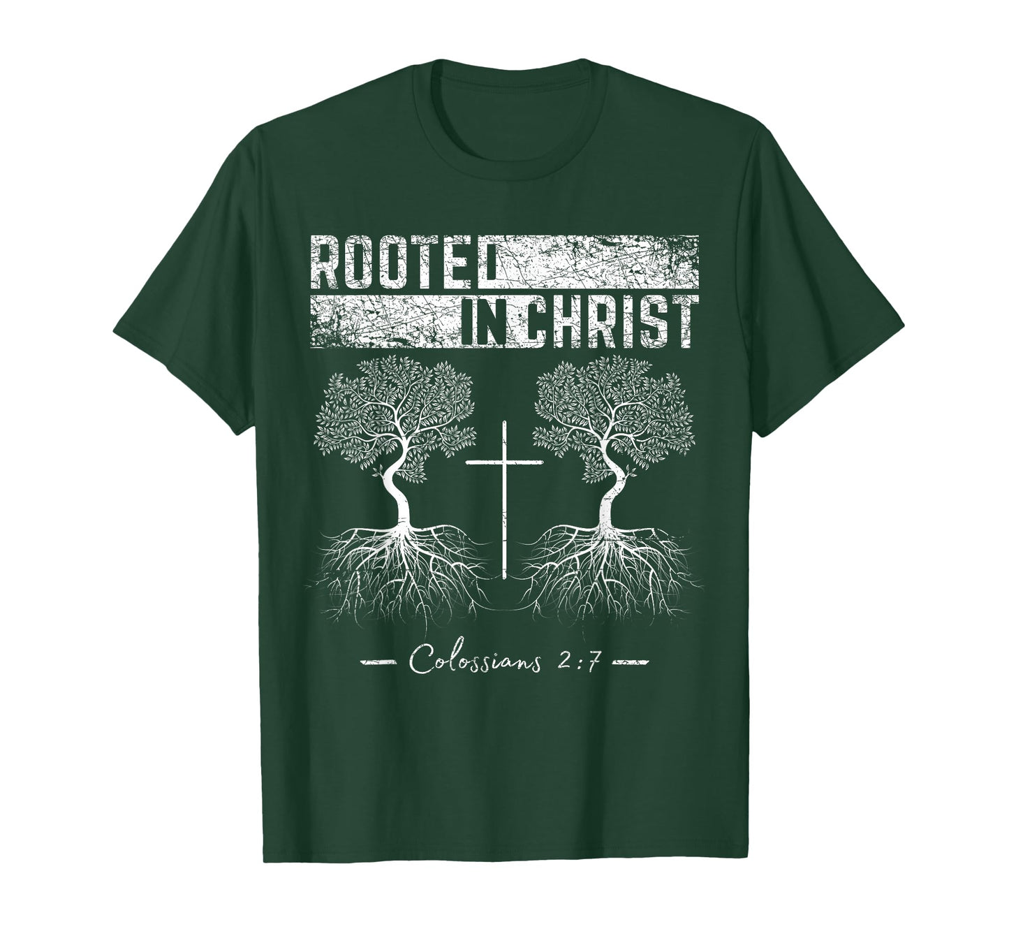 Rooted in Christ Jesus God Religious Cross Christian Faith T-Shirt