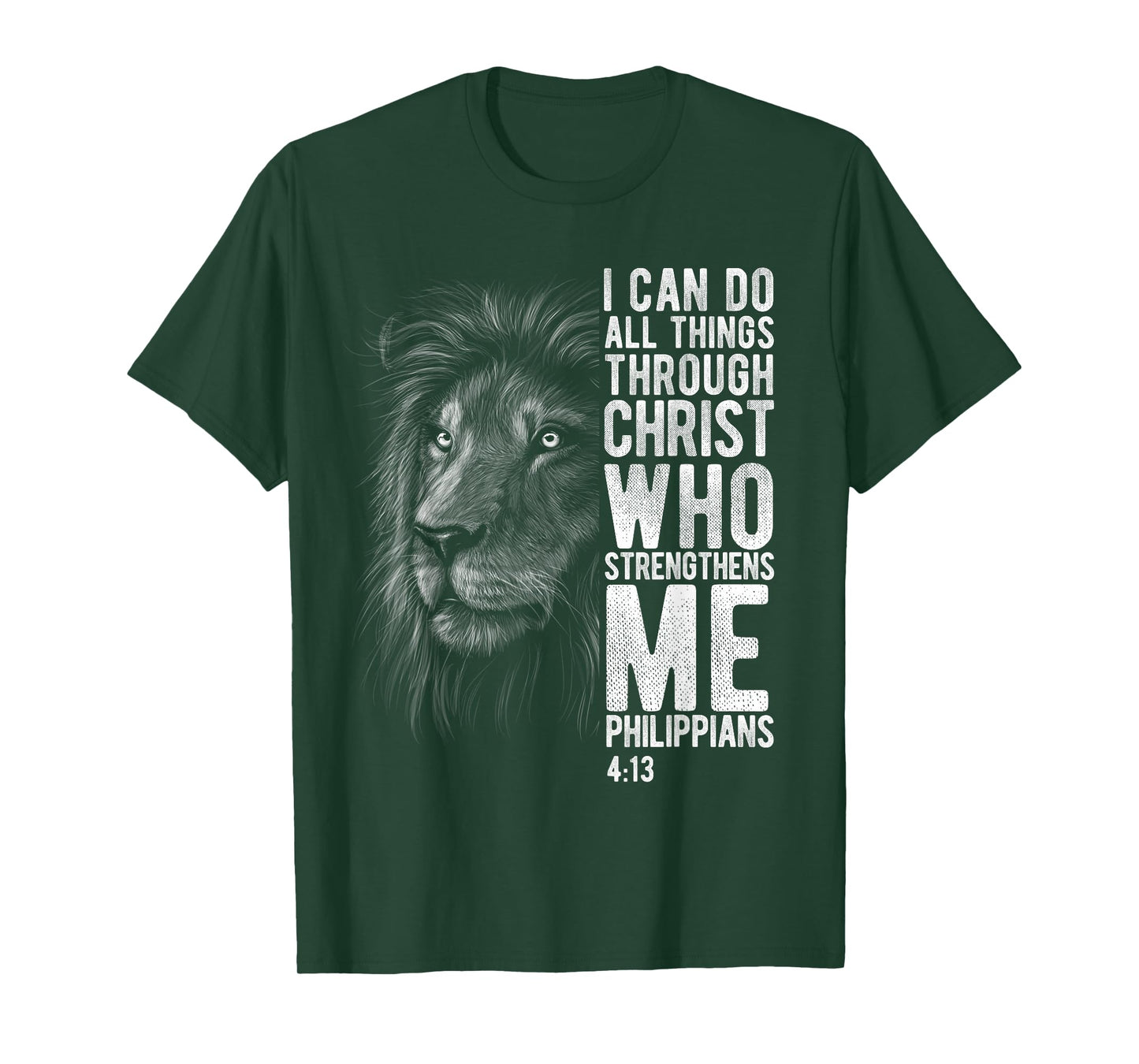 Christian I Can Do All Things Through Christ Lion Faith Gift T-Shirt