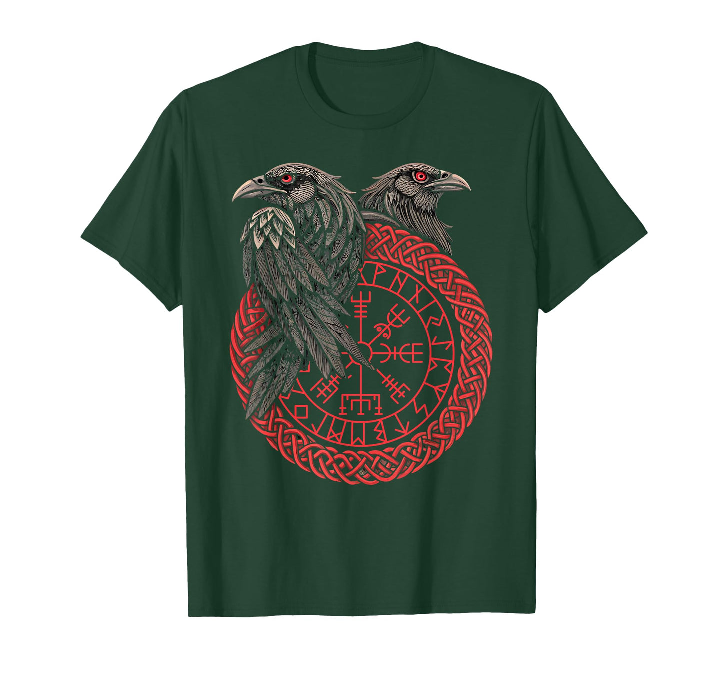 Retro Viking Compass Vegvisir Nordic Rune Raven T-Shirt