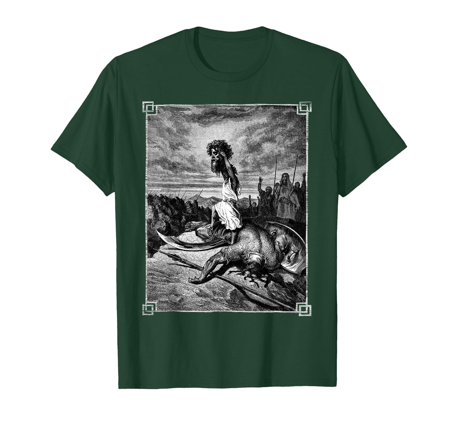 David slays Goliath Bible art Occult Gothic Medieval Grunge T-Shirt