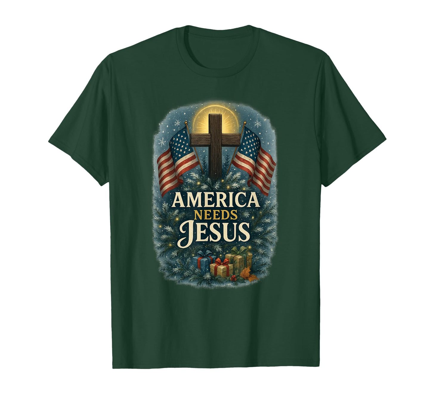 America Needs Jesus Patriotic Christians Christmas Patriotic T-Shirt