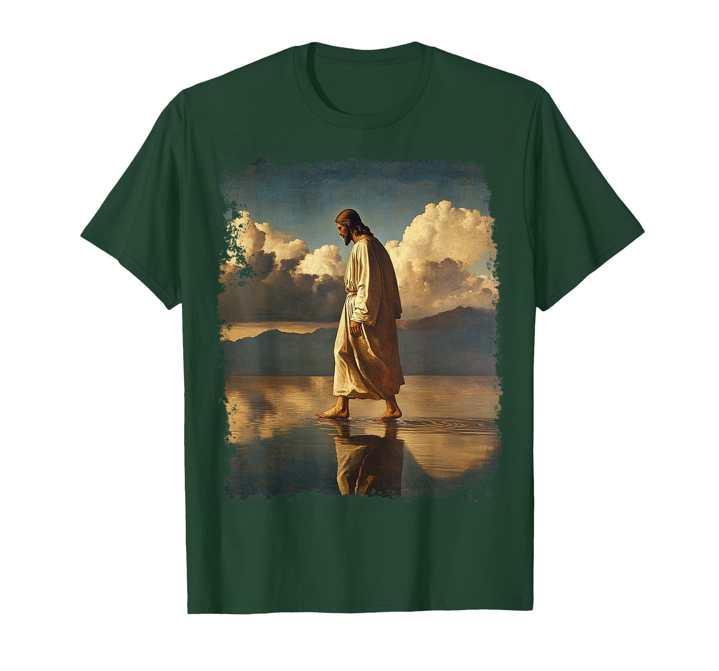 Jesus Christ Walking on Water Christian Bible Graphic Tees T-Shirt