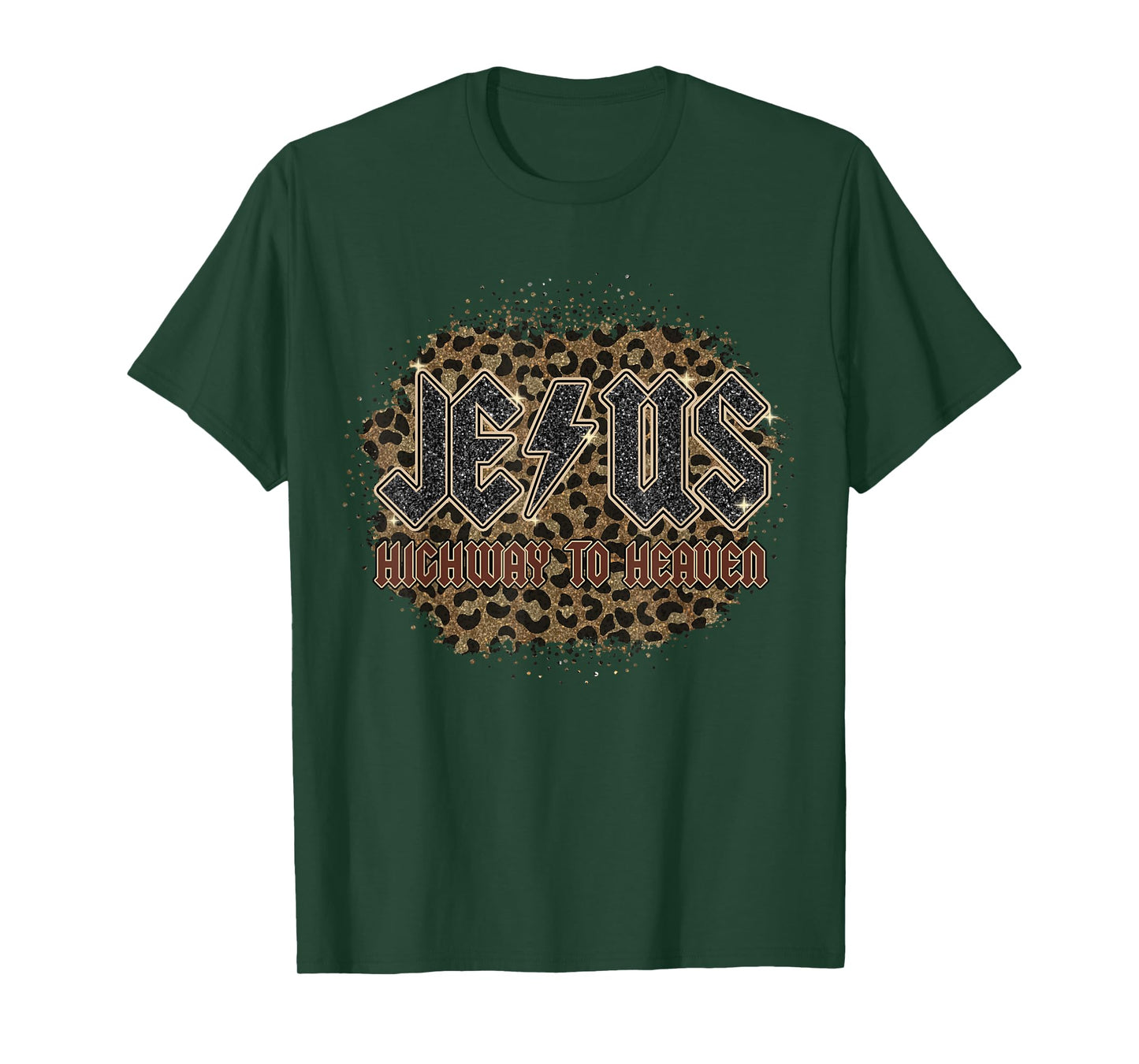 Bleached Leopard Jesus Highway To Heaven, Christian Apparel T-Shirt
