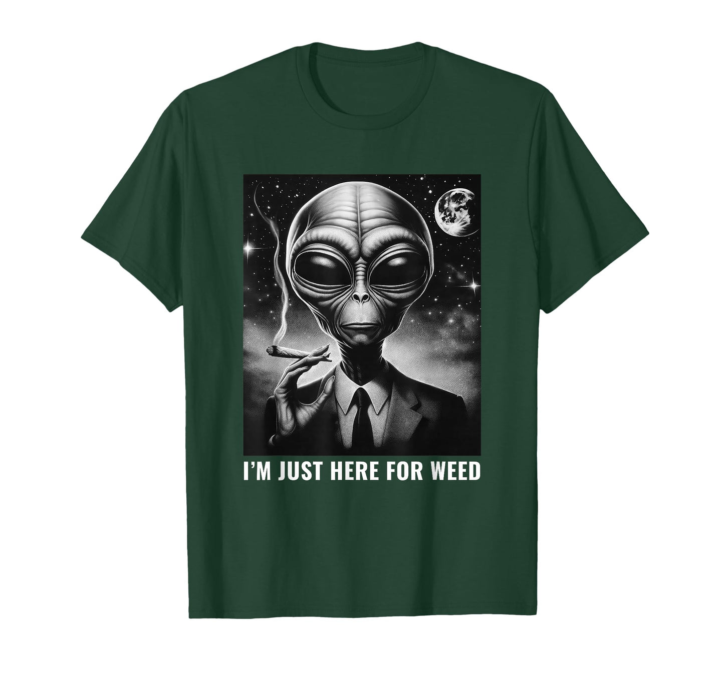 Weed Stoner Funny Alien 420 Joint Marijuana Cannabis T-Shirt