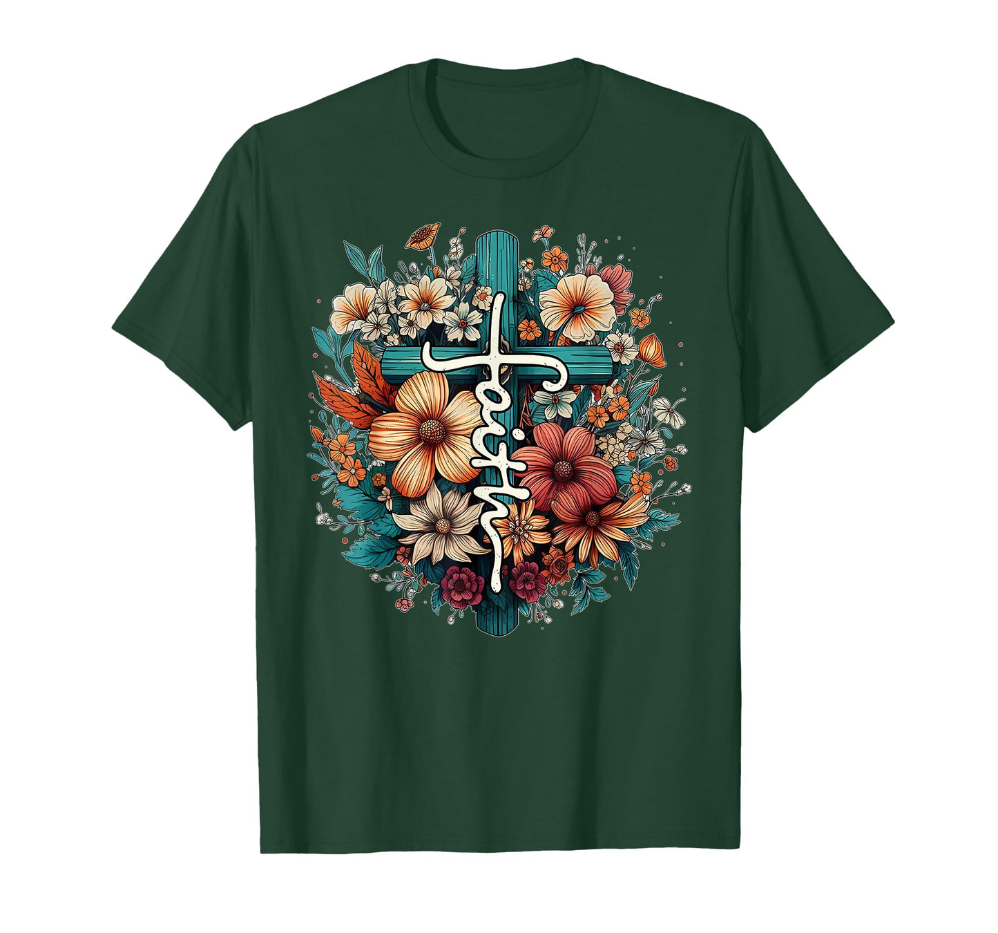 Retro Floral Christian Butterfly Faith Cross Vintage Faith T-Shirt
