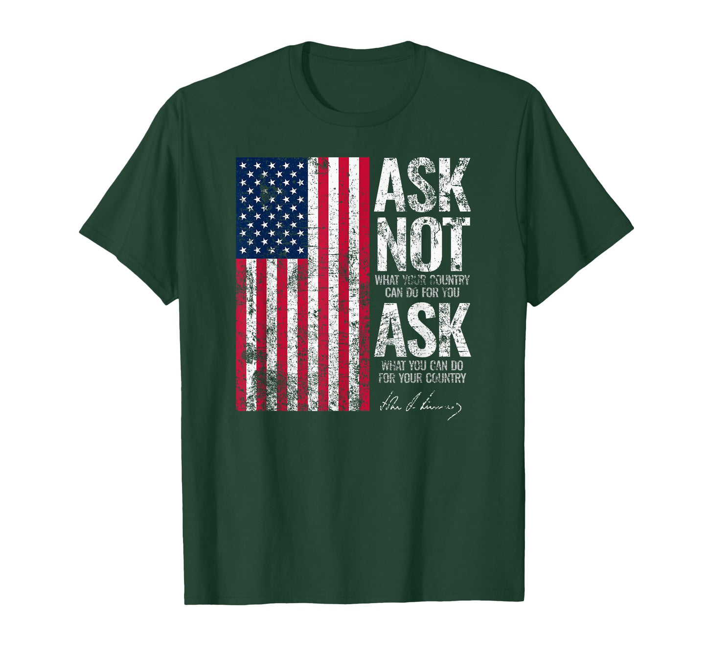 Utopia Sport Kennedy Shop JFK John F. Kennedy Ask Not Quote Distressed Print Unisex-Adults, Unisex-Kids T-Shirt, Black, Small, Short Sleeve