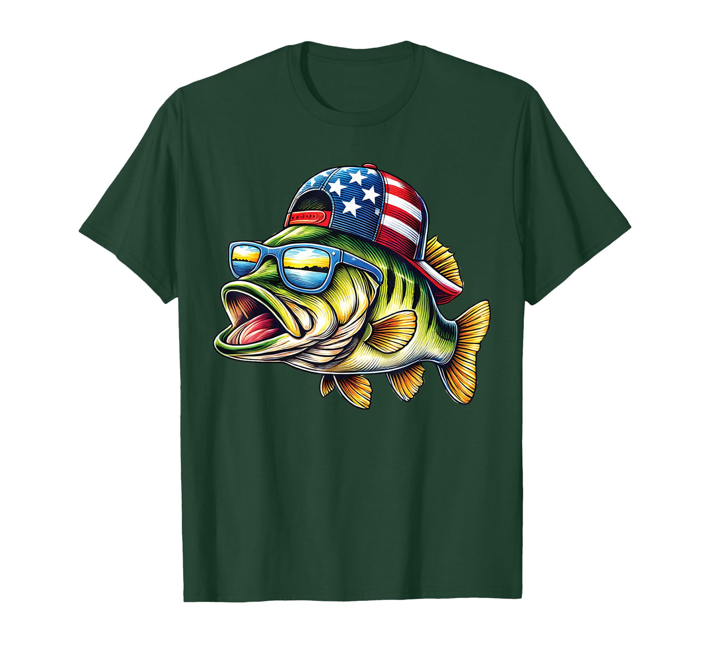 American Flag Fishing Lovers Fisherman Funny Fishing USA T-Shirt