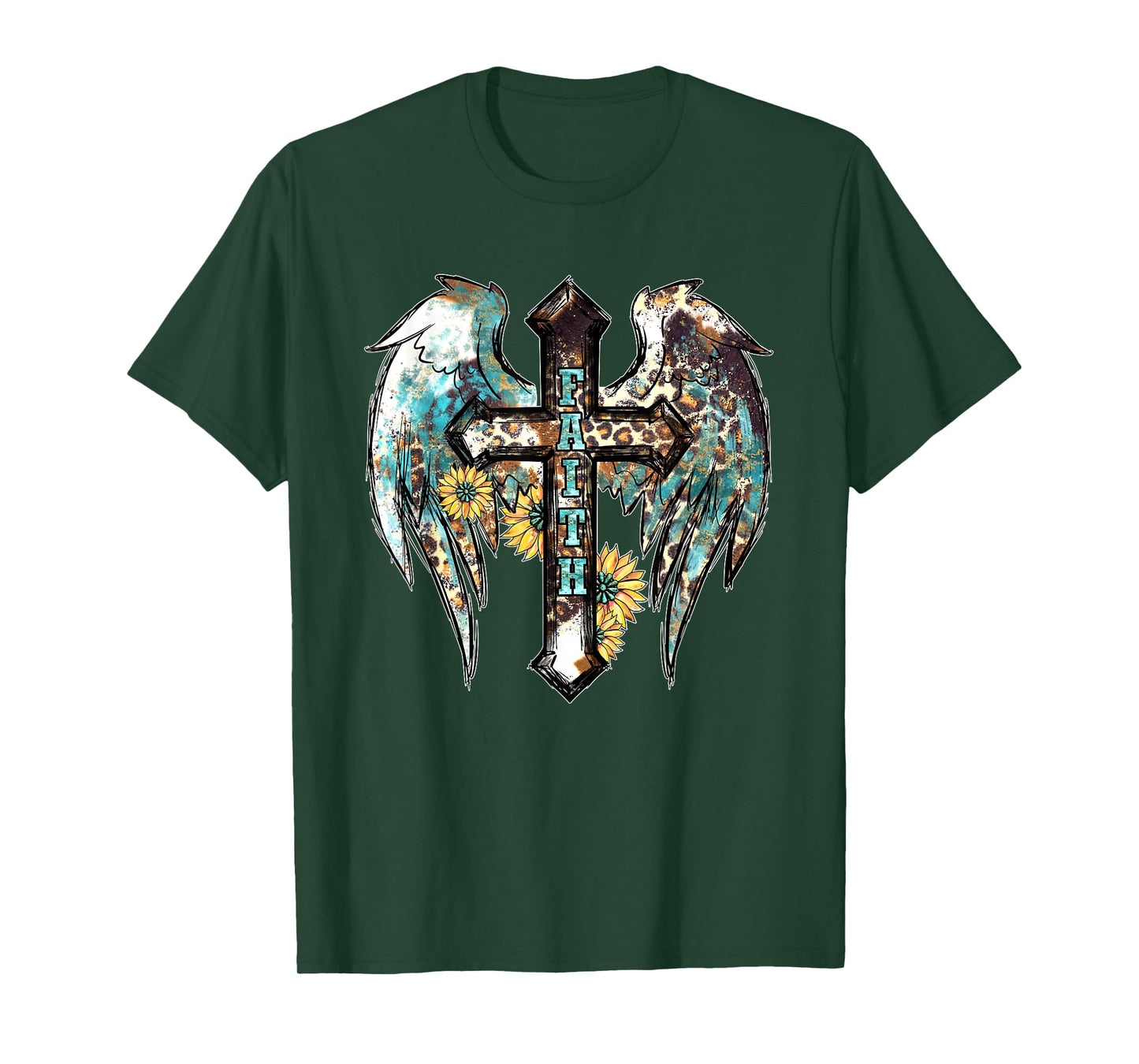Christian Western Cross With Sunflower Decor For Women Faith T-Shirt