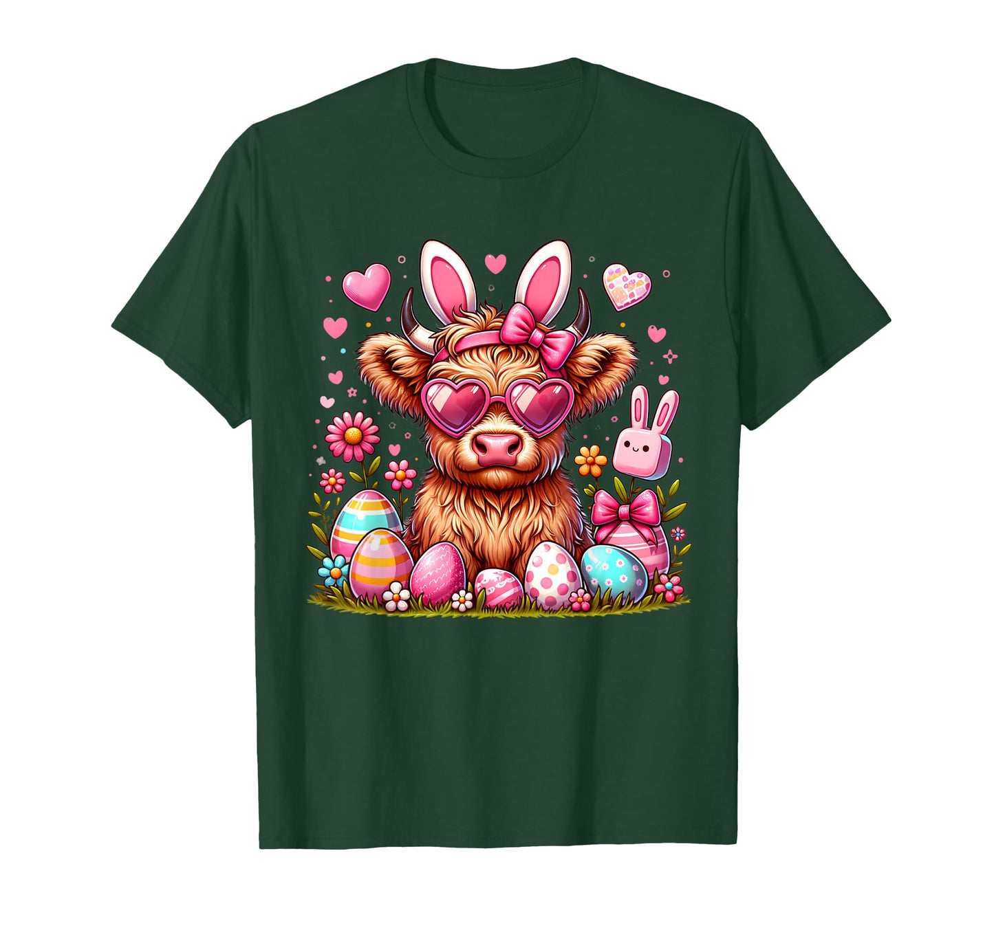 Easter Day Highland Cow bunny Cute Cow Easter T-Shirt