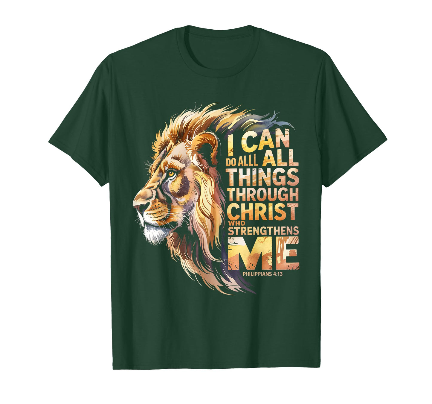Philippians 4:13 Religious Lion Strengthens Christian Jesus T-Shirt