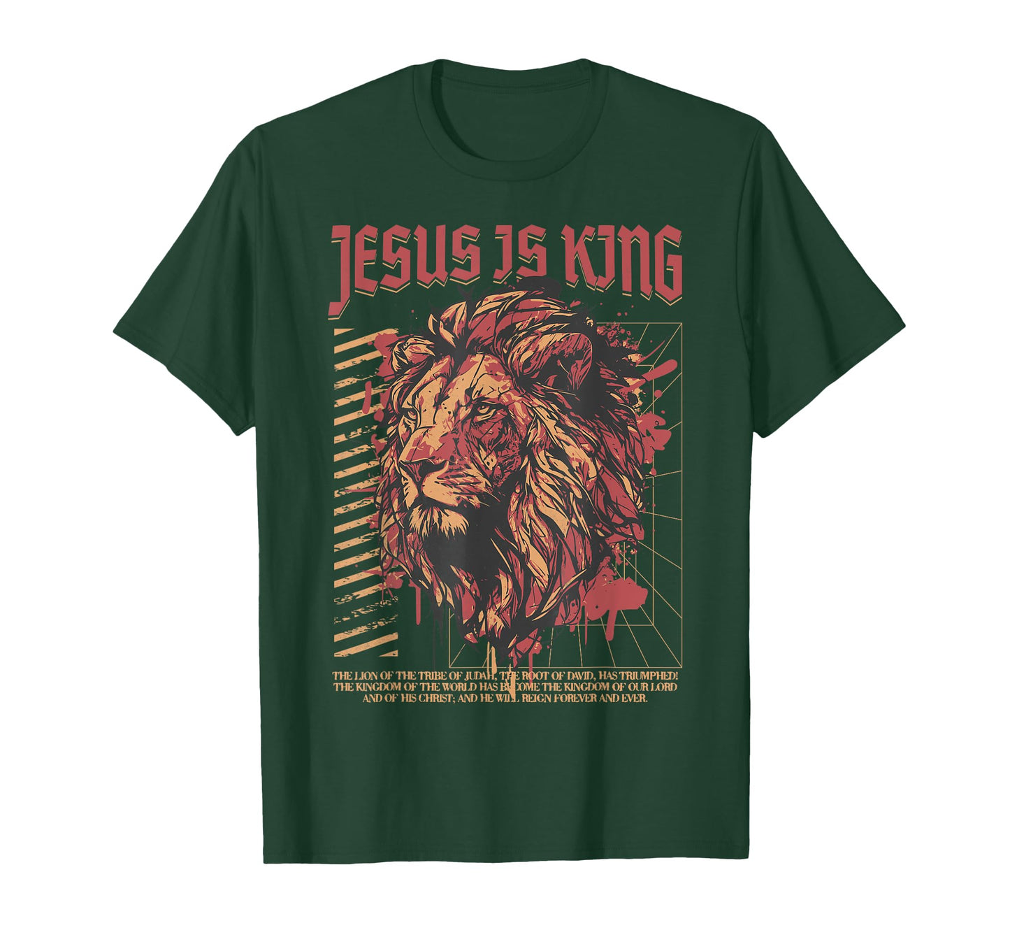 Jesus is King Christian Lion Bible Scripture Faith Quote T-Shirt