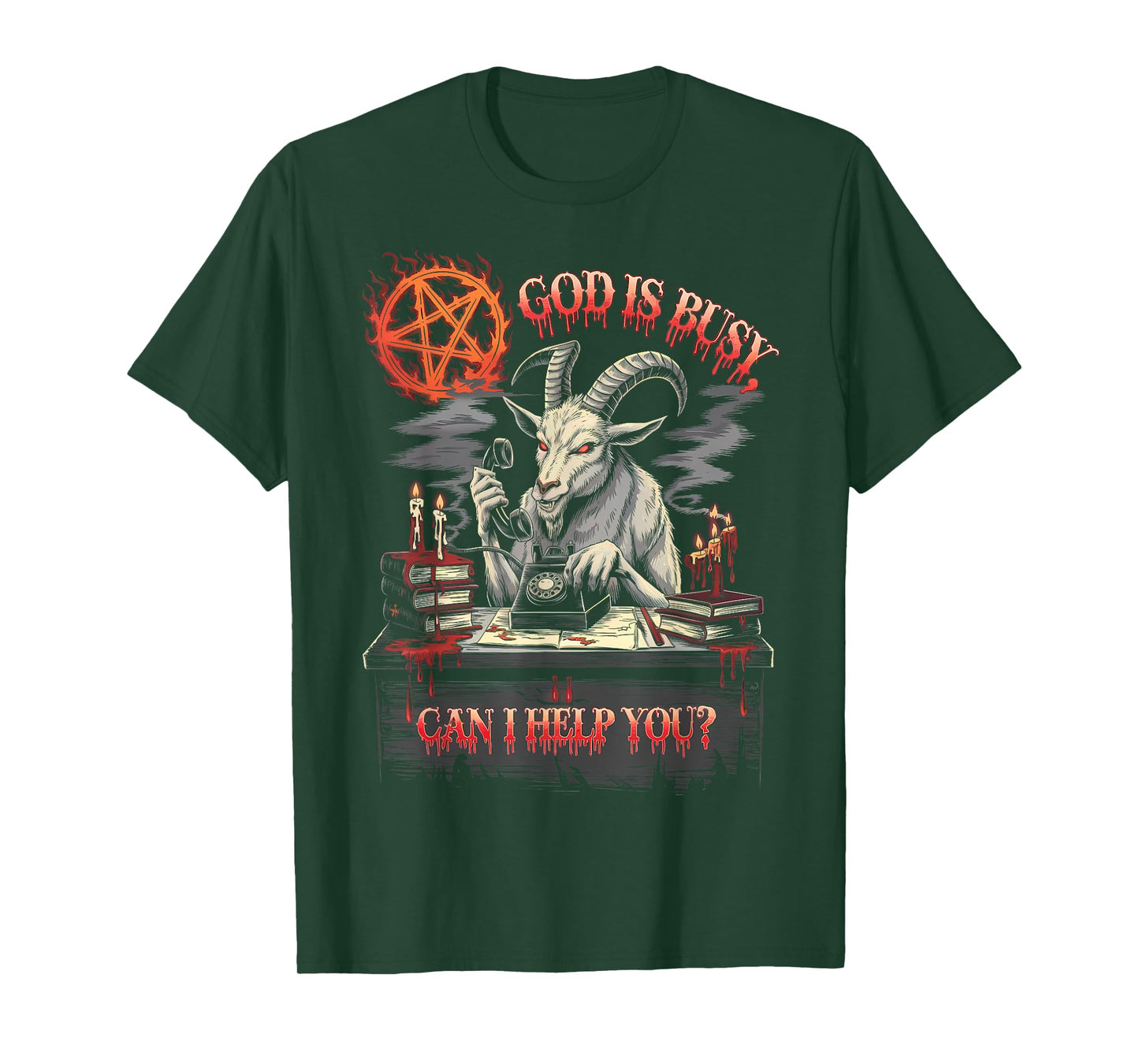 Satanic Goat Office Demon Occult Funny Sarcastic T-Shirt