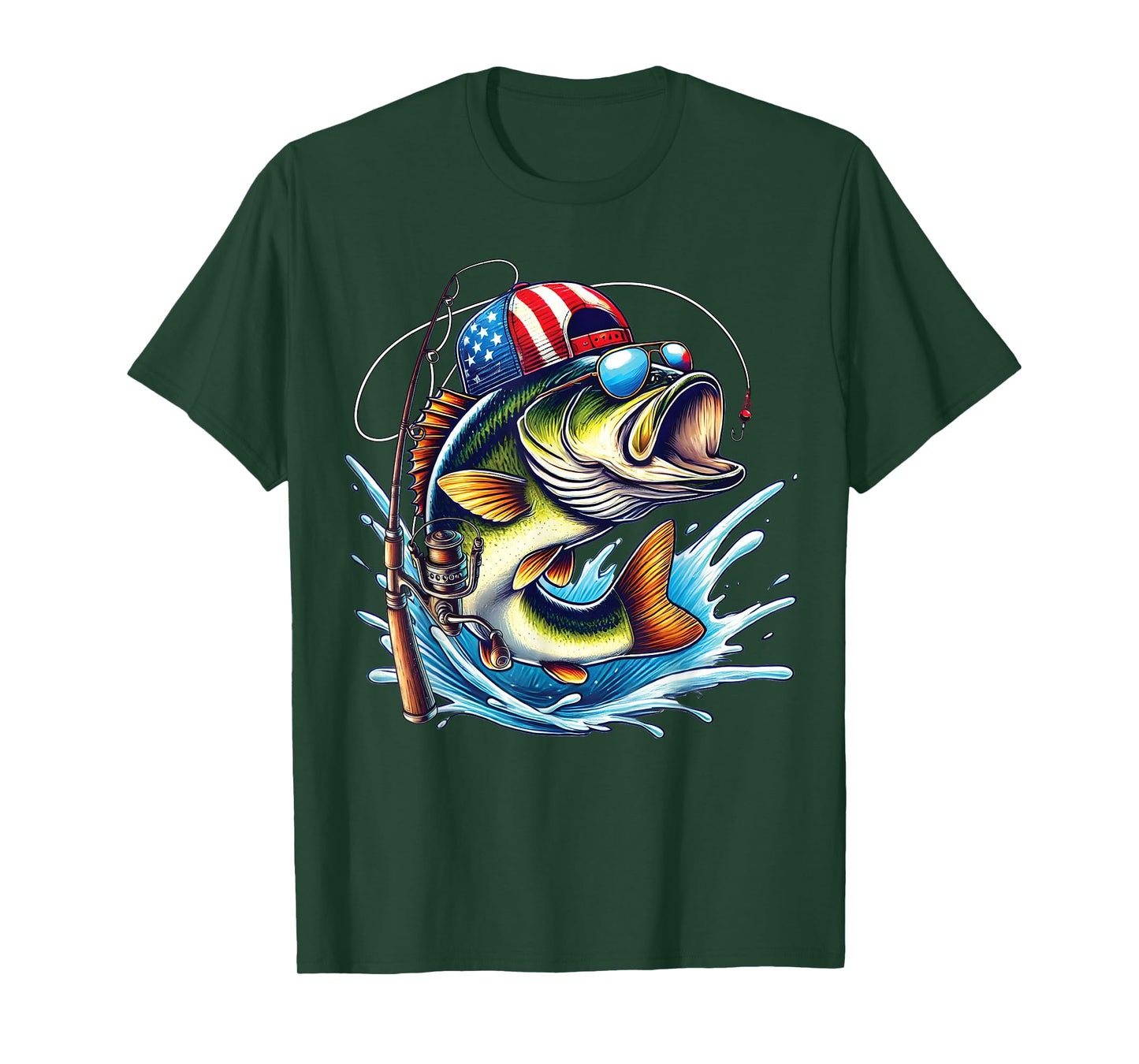 American Flag Fishing Lovers Fisherman Funny Fishing USA T-Shirt