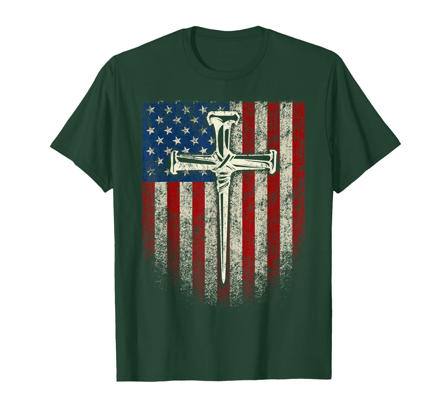 American US Flag Cross Christian Patriotic T-Shirt