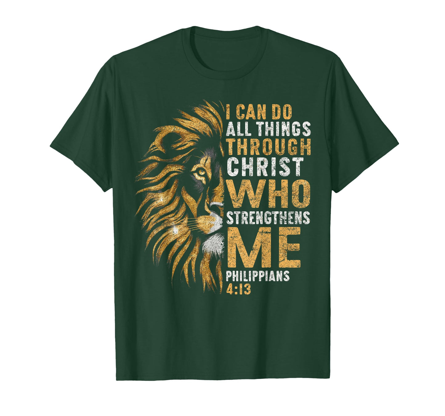 Christian I Can Do All Thing Through Christ Lion Faith Bible T-Shirt