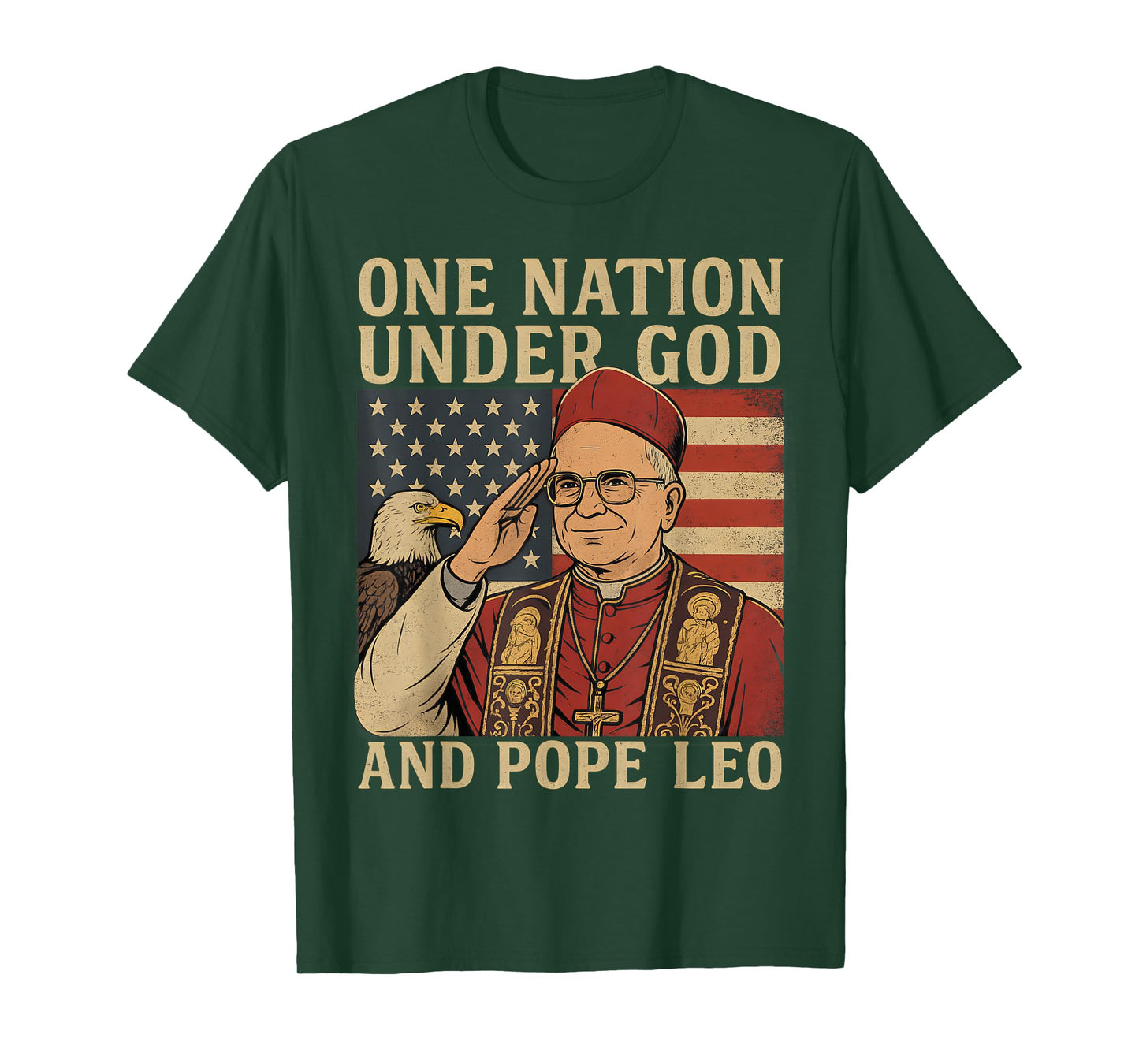 One Nation Under God And Pope Leo USA Patriotic July 4th T-Shirt