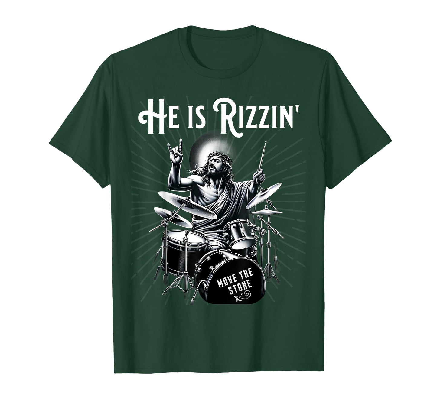 Percussion Drum Funny Rizz He is Rizzin Jesus Drumming T-Shirt
