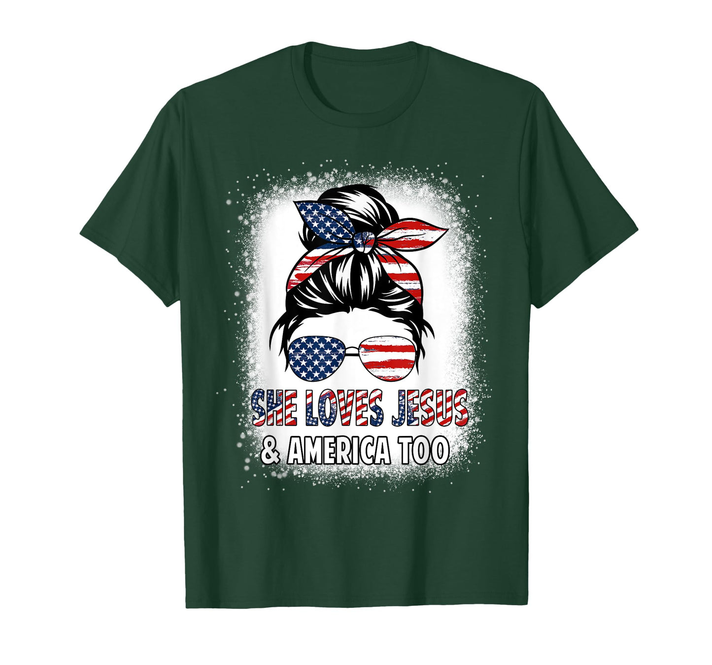 American Flag She Loves Jesus & America Too Christian Girl T-Shirt