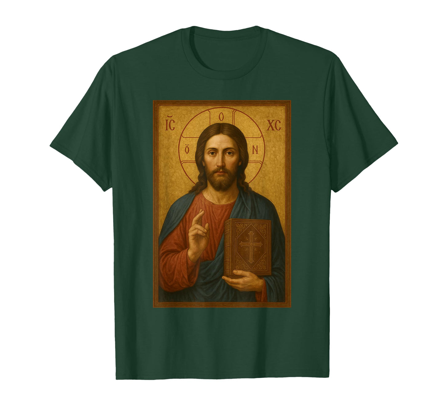 Jesus Christ with The Holy Bible Icon - Orthodox Icon T-Shirt