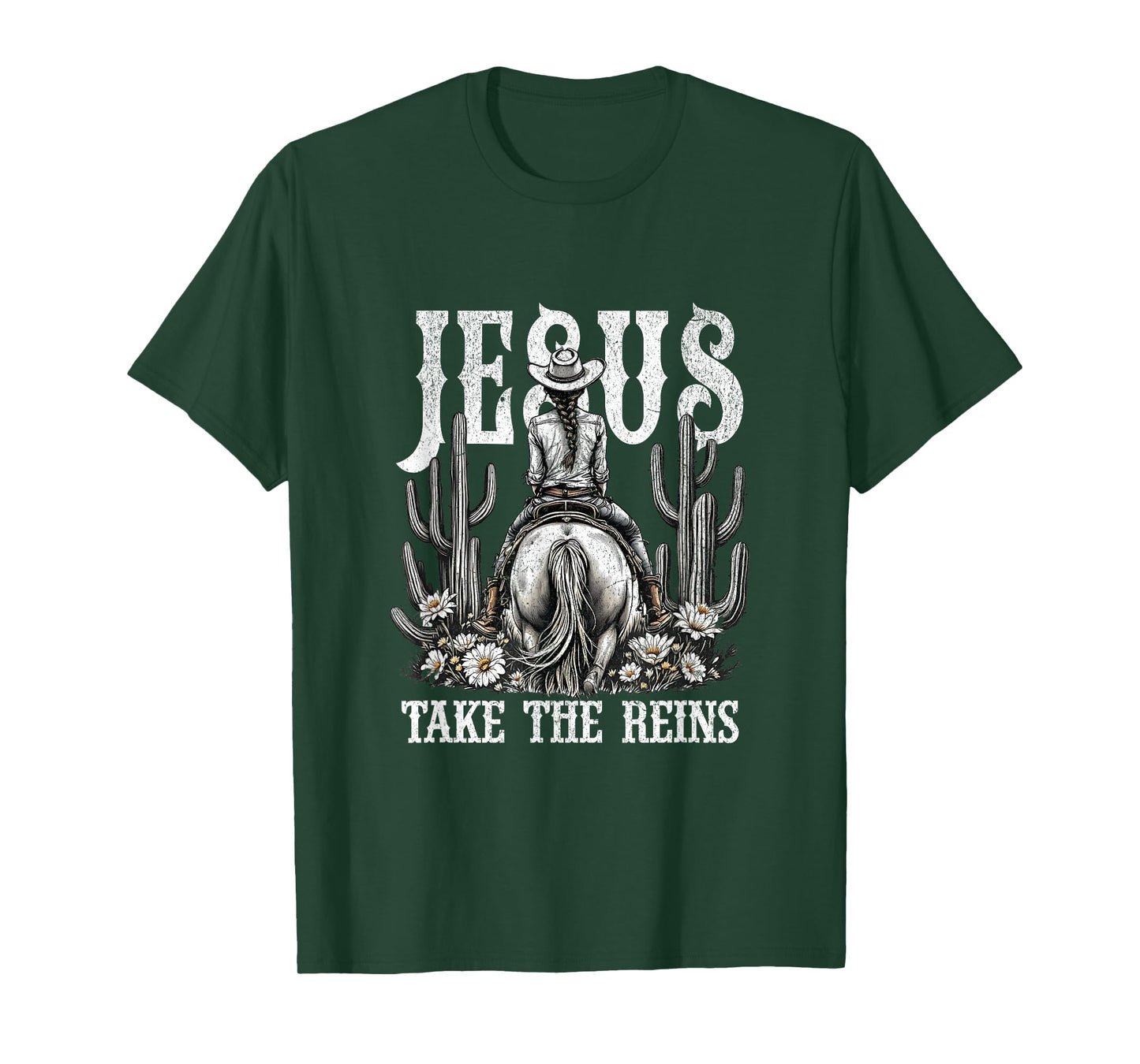 Jesus Take The Reins Western Cowgirl Design T-Shirt