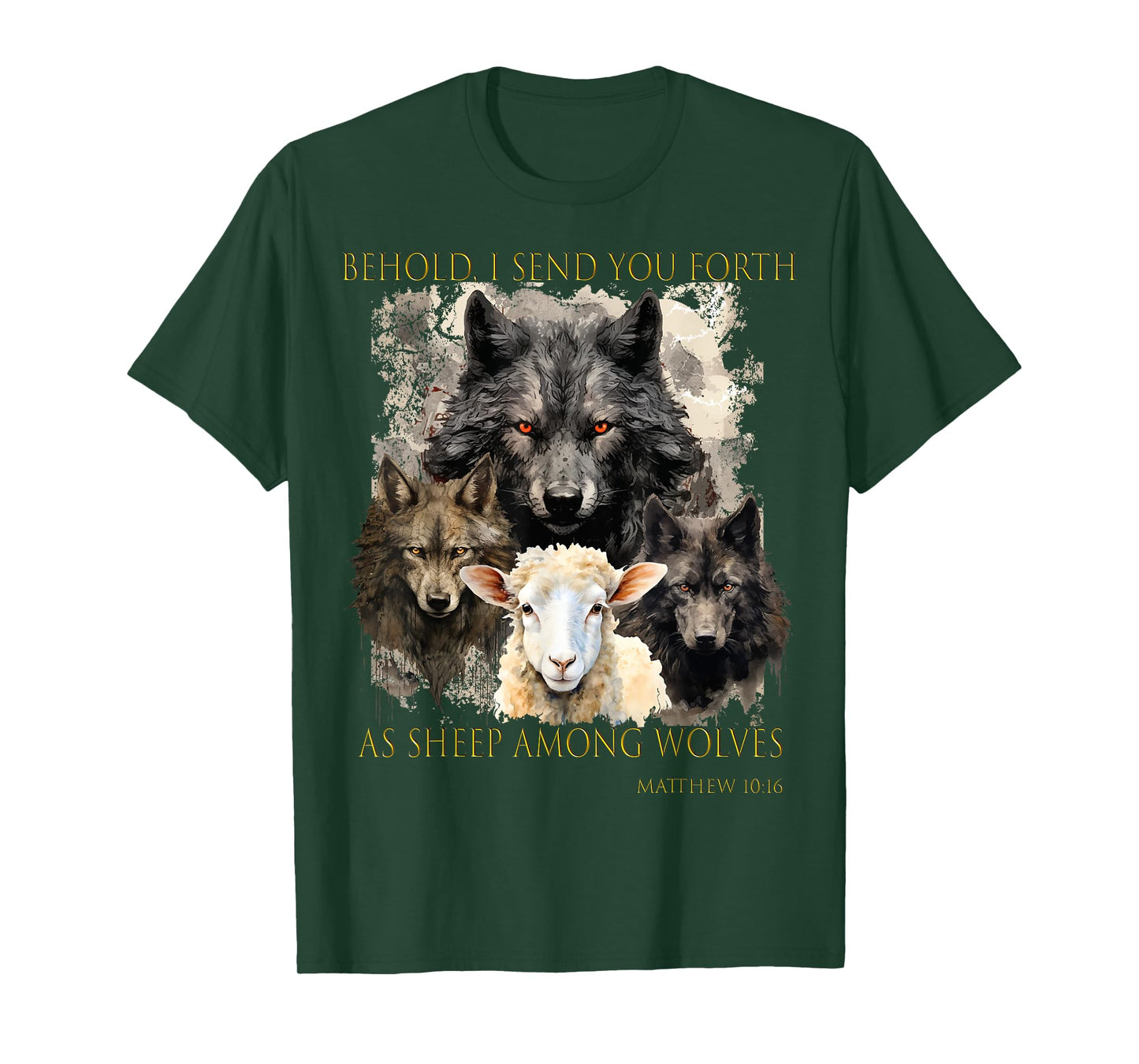 Christ Sheep among wolves John 3:16 Yeshua Religious Gospel T-Shirt