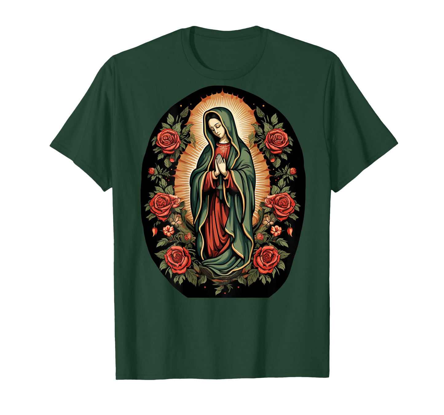 Our Lady De Guadalupe Sant Mary Back Print Christians T-Shirt