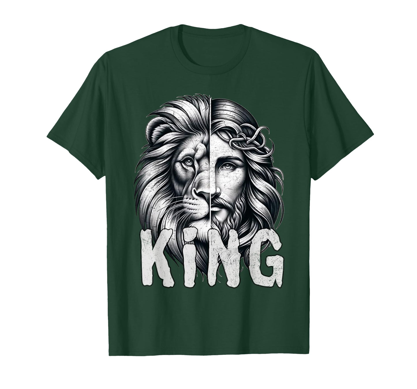 Lion and Jesus King Christian Faith Design T-Shirt