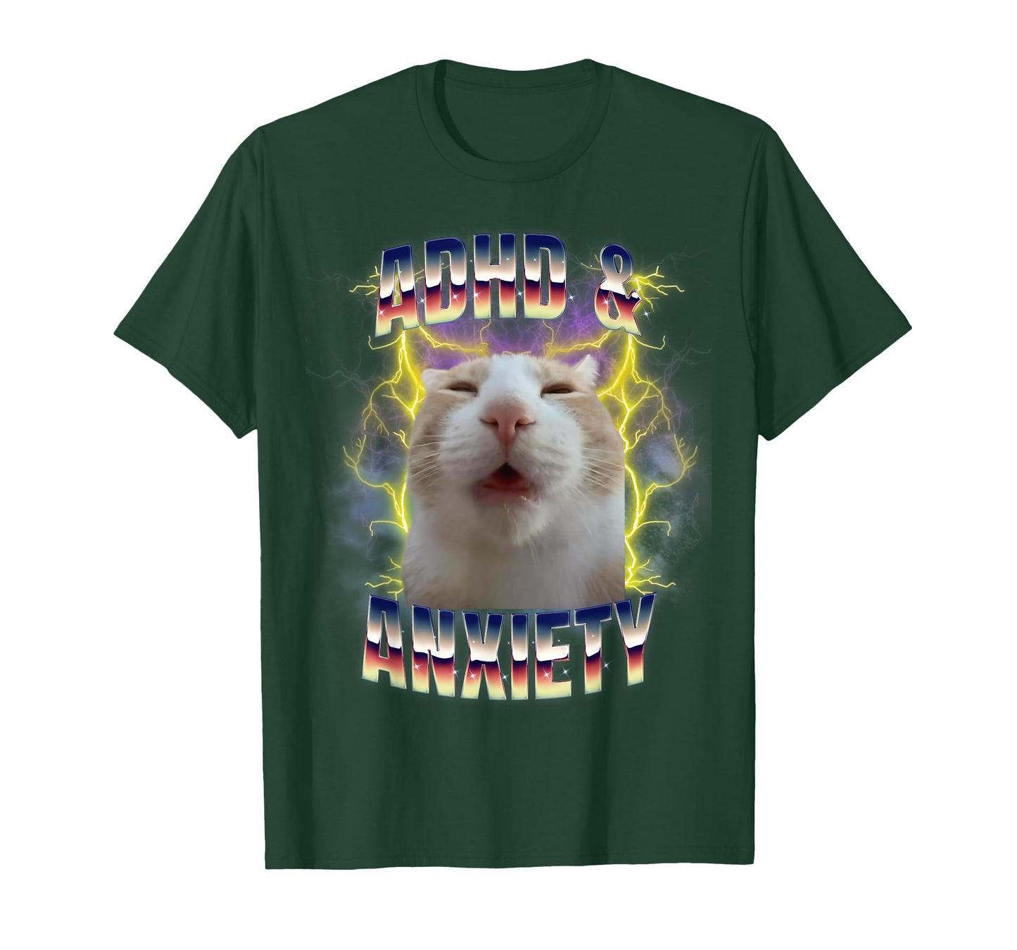 ADHD and Anxiety Neurodiversity Funny Silly Meme Cat T-Shirt