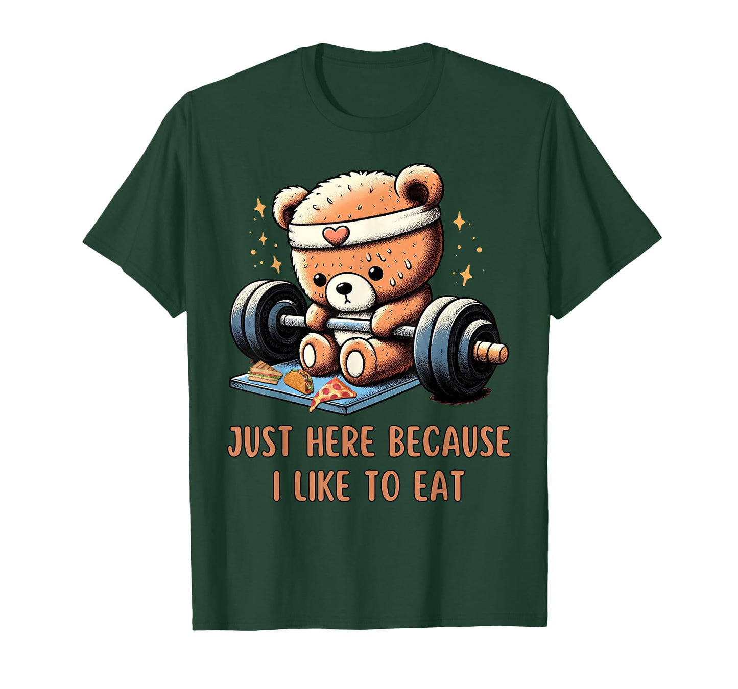 Funny Animal Teddy Bear Lifting Weights Gym Foodie Quotes T-Shirt