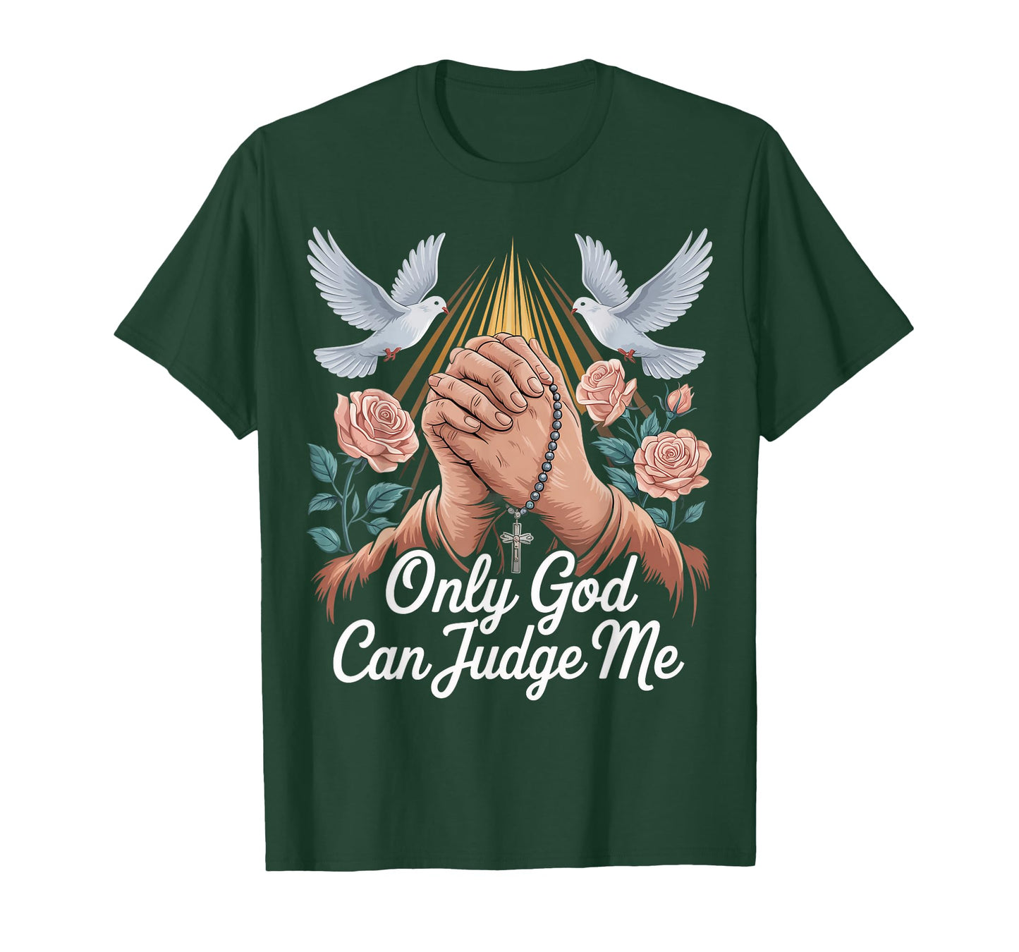 God Can Judge Me Prayer Hands Chicano Tattoo Doves T-Shirt