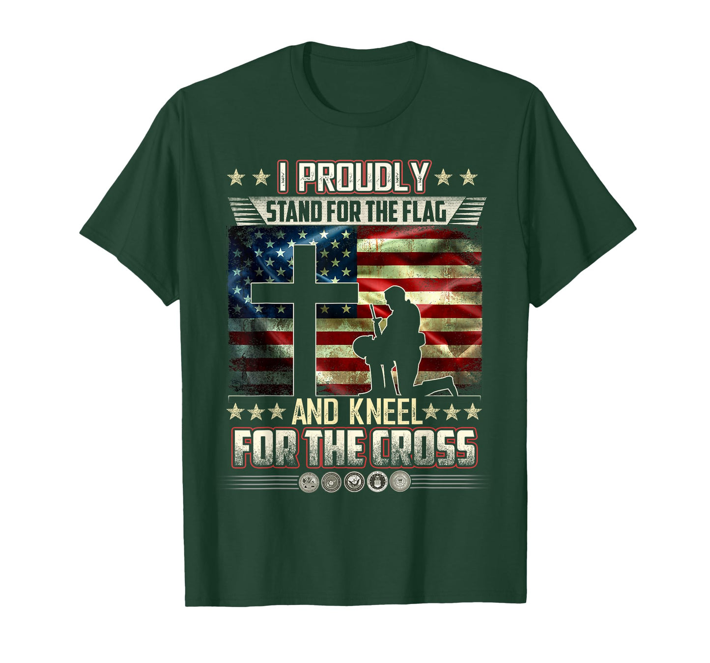 I Stand For The Flag And Kneel For The Cross US Flag Veteran T-Shirt