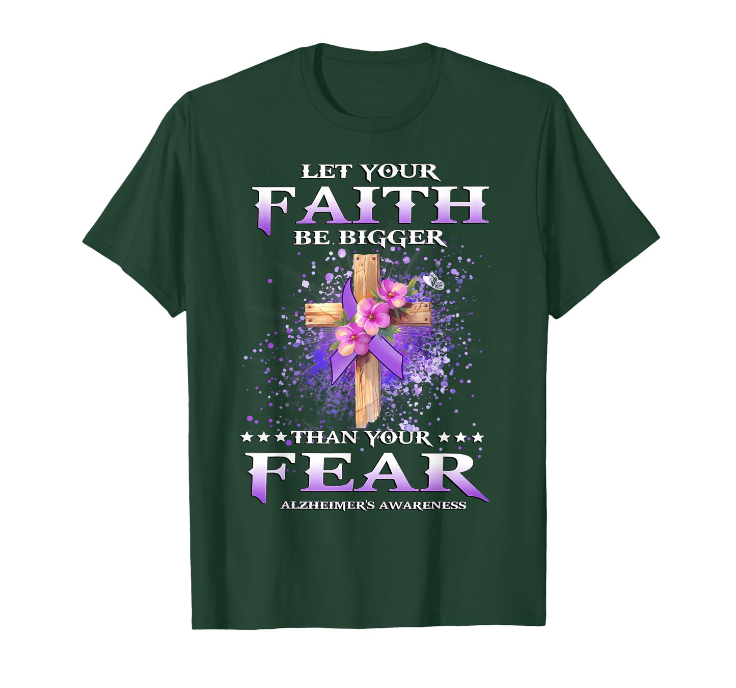 Faith Over Fear Alzheimer's Awareness Support Christian T-Shirt