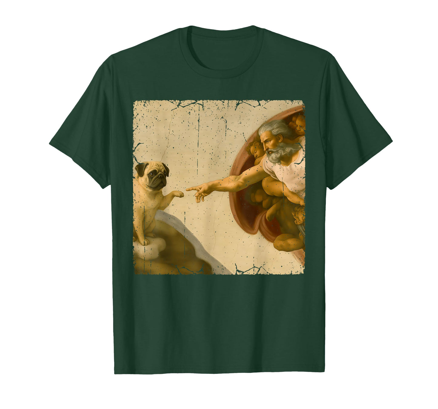 Pug Dog God Creation of Adam Meme Funny Memes T-Shirt